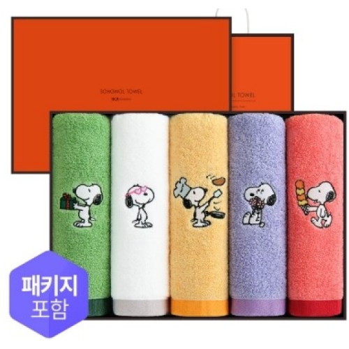 송월타월  조이풀 스누피 5매 선물세트