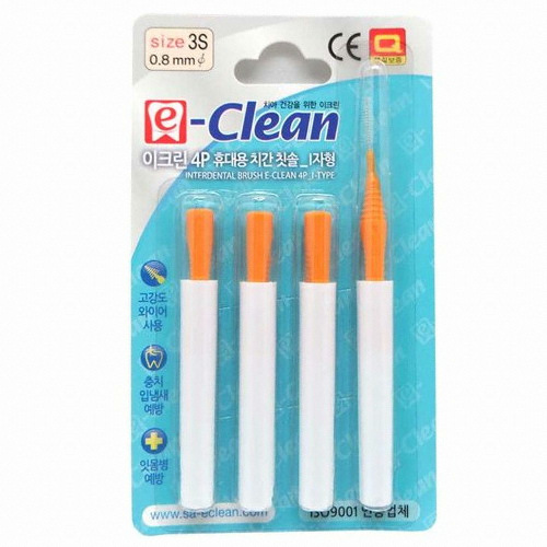 상아이크린  휴대용 치간칫솔 I자형 SSS 0.8mm 4개