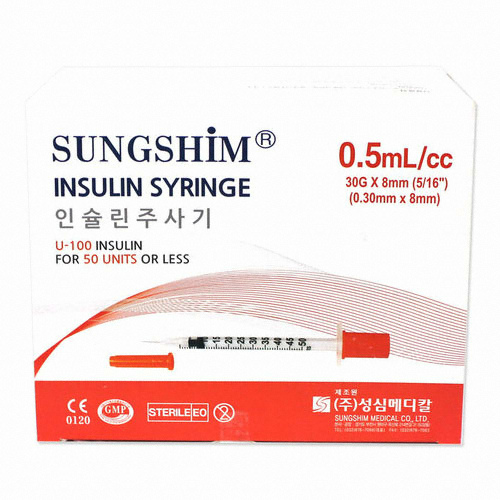 성심 인슐린주사기 30G 8mm 0.5ml
