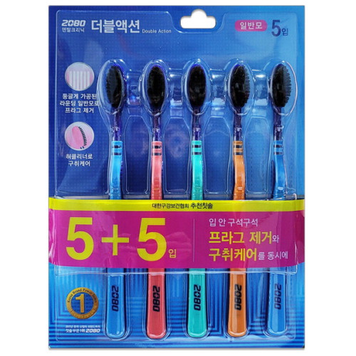 애경 2080 덴탈크리닉 더블액션 일반모 칫솔