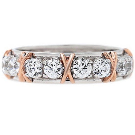 비앤비골드  14K 테니스 올밴드 X콤비 반지 DMR37749