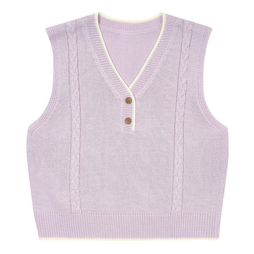 비키 투버튼 V넥 니트 베스트 TGVCC2923