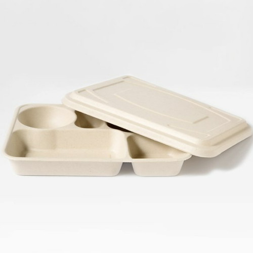 해피팩  친환경 5칸 밀짚 펄프 도시락 대 1200ml