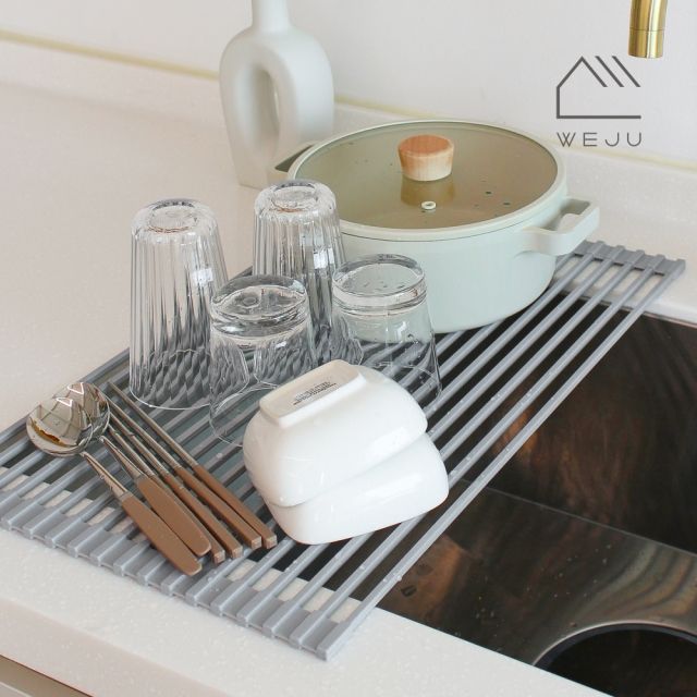 아이에스컴퍼니  스텐 실리콘 사각 싱크롤 선반 18롤