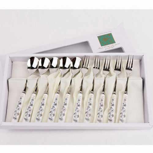 골든벨금속 버터플라이 그레이 티스푼+포크 세트 10P