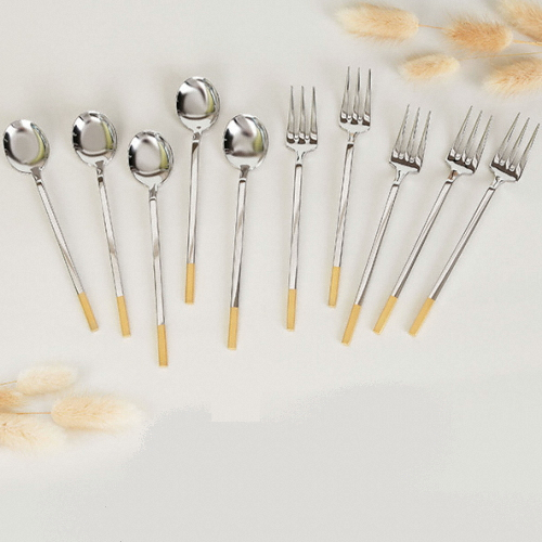 골든벨금속 스퀘어 골드 티스푼/티포크 세트 10P