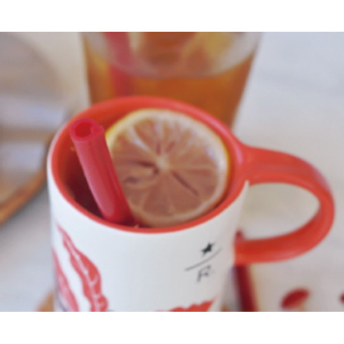 에이비라이프  개방형 실리콘 빨대 체리레드