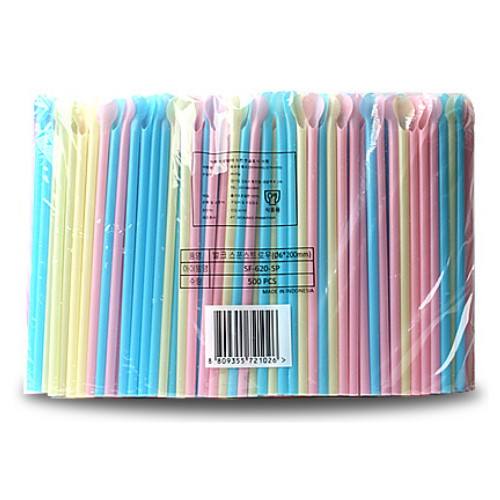 메가커피  6mm 20cm 칼라 스푼 스트로우 스무디용