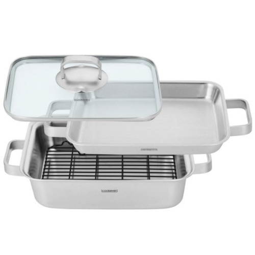 동남 쿡에버 통3중 더블 그릴팬 풀세트 (바디+커버+와이어랙+유리커버)