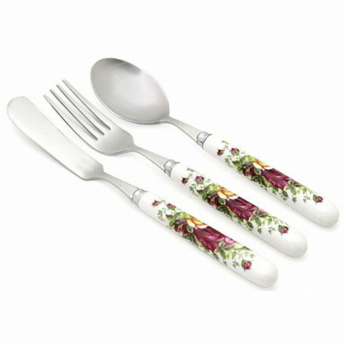 박씨상방 도자기 잼나이프 세트 장미원형 3P