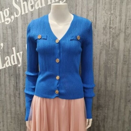 르니앤맥코이 MK04CD701FJJ 골드버튼 V넥 골지 가디건