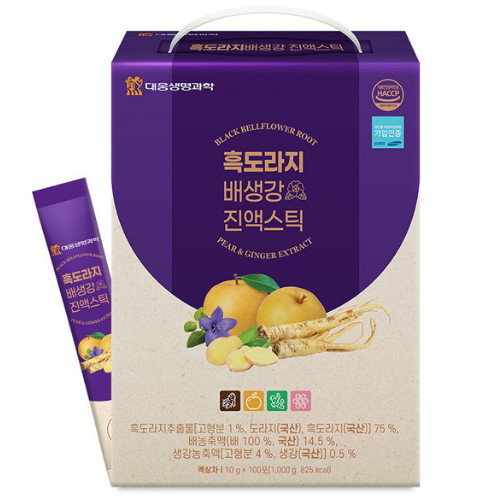 대웅생명과학 목에 좋은 국내산 흑도라지배생강 진액스틱 10g 100포 1박스 목건강