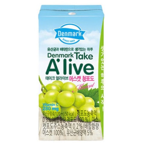 동원F&B 덴마크 테이크 얼라이브 머스캣청포도 주스 120ml