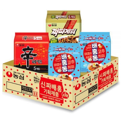 농심  신라면5개 + 짜파게티5개 + 배홍동비빔면8개