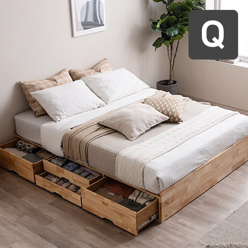 삼익가구 포텐 헤드리스 4단 수납 원목 침대 Q