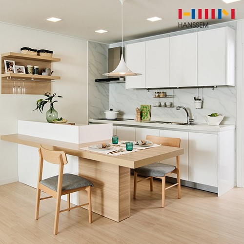 한샘 밀란 100 퓨어화이트 ㄱ자 기본형