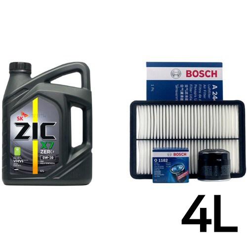 SK엔무브 ZIC 제로 X7 0W30 4L + 보쉬필터 기아 모닝 어반 가솔린