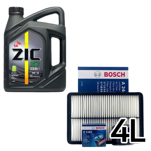 SK엔무브 ZIC 제로 X7 0W30 4L + 보쉬필터 현대 아반떼HD 가솔린