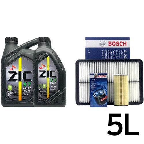 SK엔무브 ZIC 제로 X7 0W30 5L + 보쉬필터 현대 쏘나타DN8 2.0 가솔린