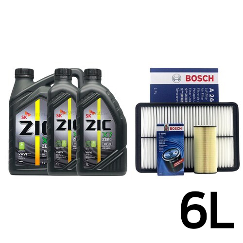 SK엔무브 ZIC 제로 X7 0W30 6L + 보쉬필터 현대 더뉴 그랜저IG 2.5가솔린