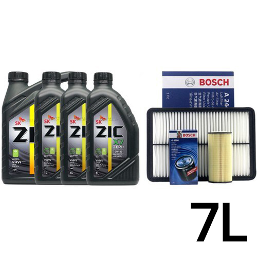 SK엔무브 ZIC 제로 X7 0W30 7L + 보쉬필터 기아 더뉴 카니발 가솔린