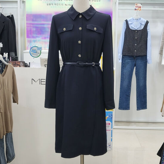 미센스 H라인 벨티드 원피스 MB22OPM101A