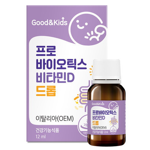 내츄럴플러스 굿앤키즈 아기 프로바이오틱스 비타민D 드롭 12ml 2병+로보카폴리 하이드