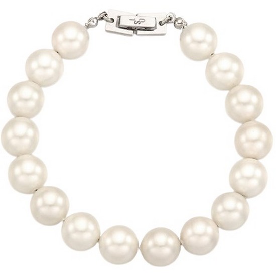 OST  클래식 볼륨 10mm 실버 진주 팔찌 OTB1229S7PWI