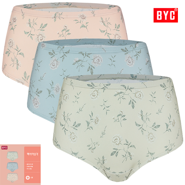 BYC 폴리스판화려한전체나염맥시삼각팬티3매입WPF5140