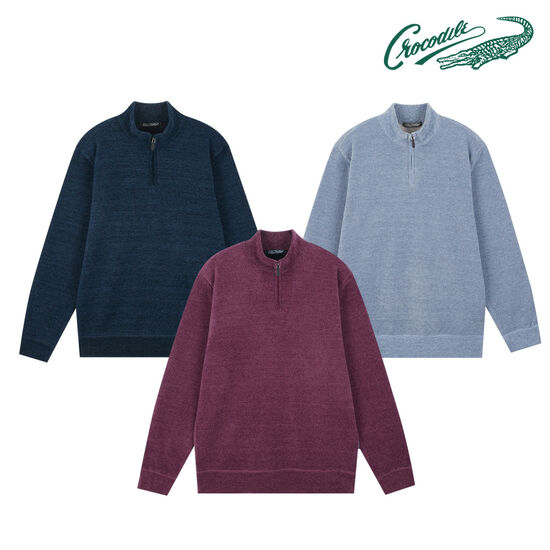 크로커다일 솔리드 셔닐 융 집업 니트 CDAA8KW4362