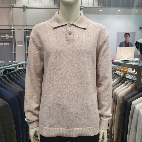 지오지아 캐시미어혼방 투버튼 카라 니트 AAC4ET3106 DBR 41236_AAC4ET3106DBR