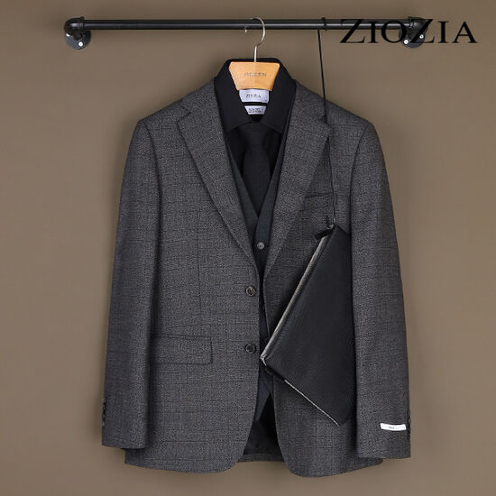 지오지아 컬러믹스 글렌체크 정장자켓_ABA4SB1204