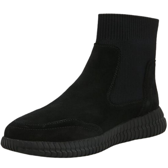 제옥스 여성 블랙 소가죽 스웨이드 첼시부츠_W1B04GA2W12