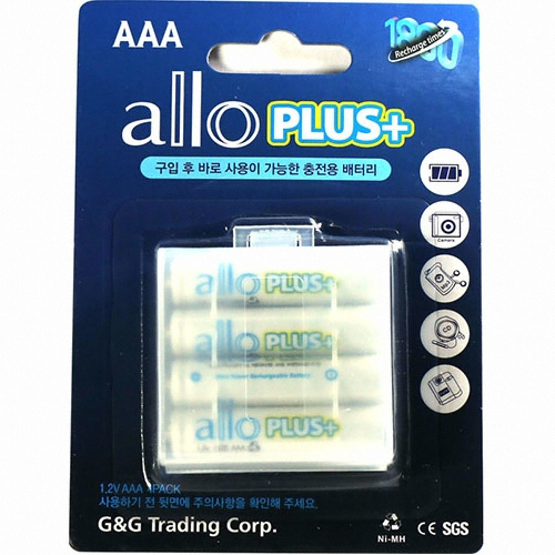 제이티원  알로플러스 AAA 950mAh 4알 1세트 AAA사이즈 충전지