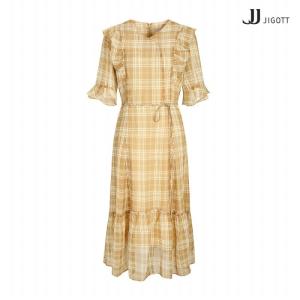 JJ지고트 여성 프릴 장식 쉬폰 체크 원피스_GM5P0OP62