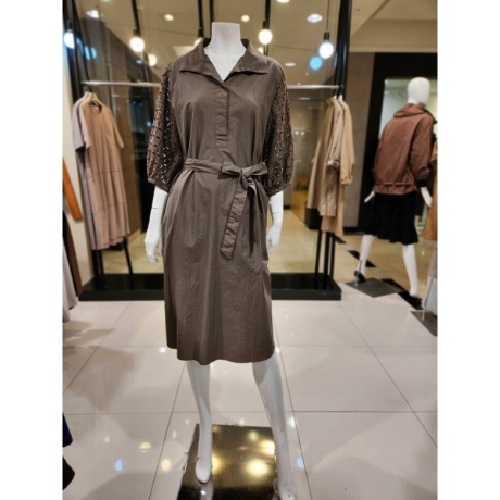 트리아나 소고 NEW .AI2PA12 칠부소매 카라넥 벨티드 원피스