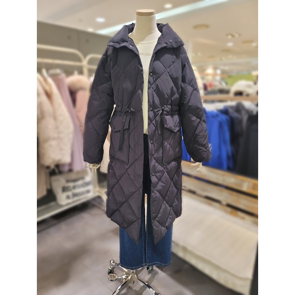 시에로 사이드 트임 헤링본 해리 롱 다운점퍼 SI4JPF308