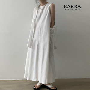 카라 KARRA 린넨터치슬리브리스롱원피스_KB3SOP108C