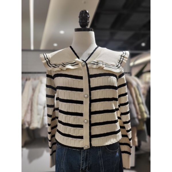 나인스텝 단가라 프릴 진주 니트 N23NW3101