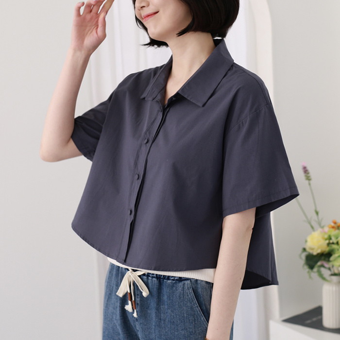 웬디즈갤러리 썸머 크롭 언발 셔츠JSH104