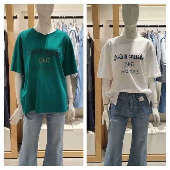 비지트인뉴욕 레터링 반팔 티셔츠 VY5ST3C 그린 66 FREE 비지트인뉴욕 S S 창고대개방 니트 가디건 블라우스 원피..