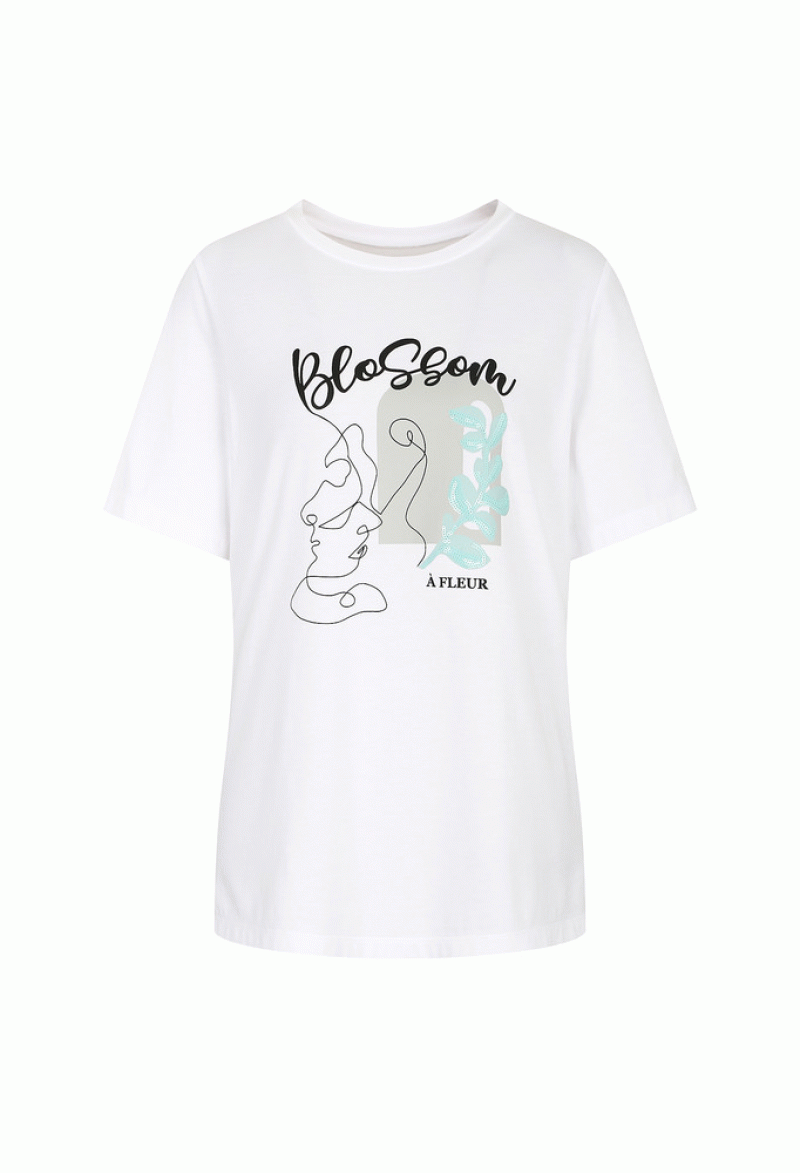 더아이잗 스팽글 장식 일러스트 티셔츠 IL6M0TS95_순천점