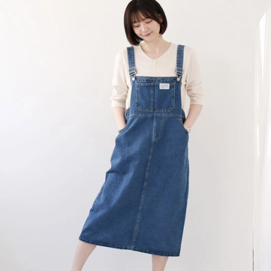웬디즈갤러리 포켓 멜빵 데님 원피스 IOP104