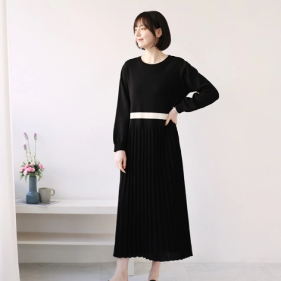 웬디즈갤러리 체리 플리츠 니트 원피스 IOP109