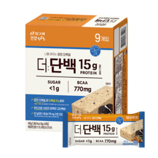 빙그레  더 단백 마일드바 아몬드쿠키 50gx9입x2BOX