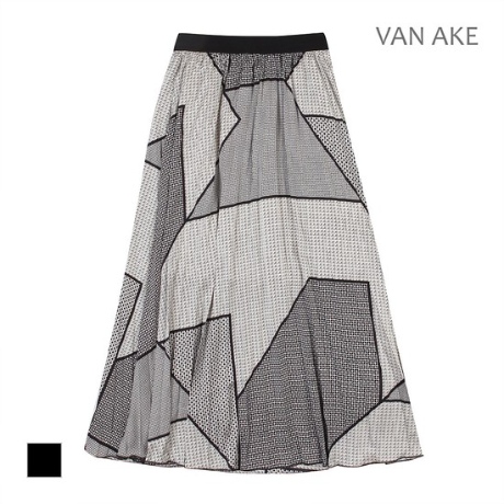 반에이크 플리츠 블록 배색 롱스커트_VB19SKM301Z