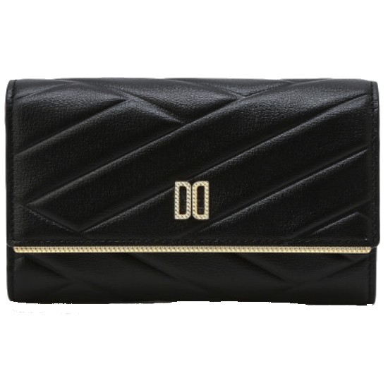 닥스 여성 칼라일 패턴 골드 DD로고 소가죽 중지갑_DCWA3E419BK