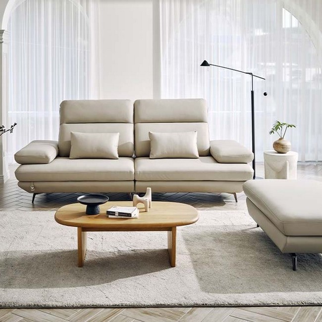 다우닝 플랫 스윙 전체 천연가죽 소파 3.5인용