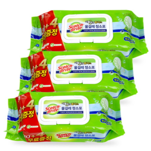 3M 스카치브라이트 물걸레 청소포 더블액션 플러스 대형 24매