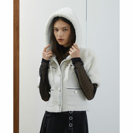 에고이스트 여성 페이크퍼 믹스 크랍 자켓 EN4FJ160